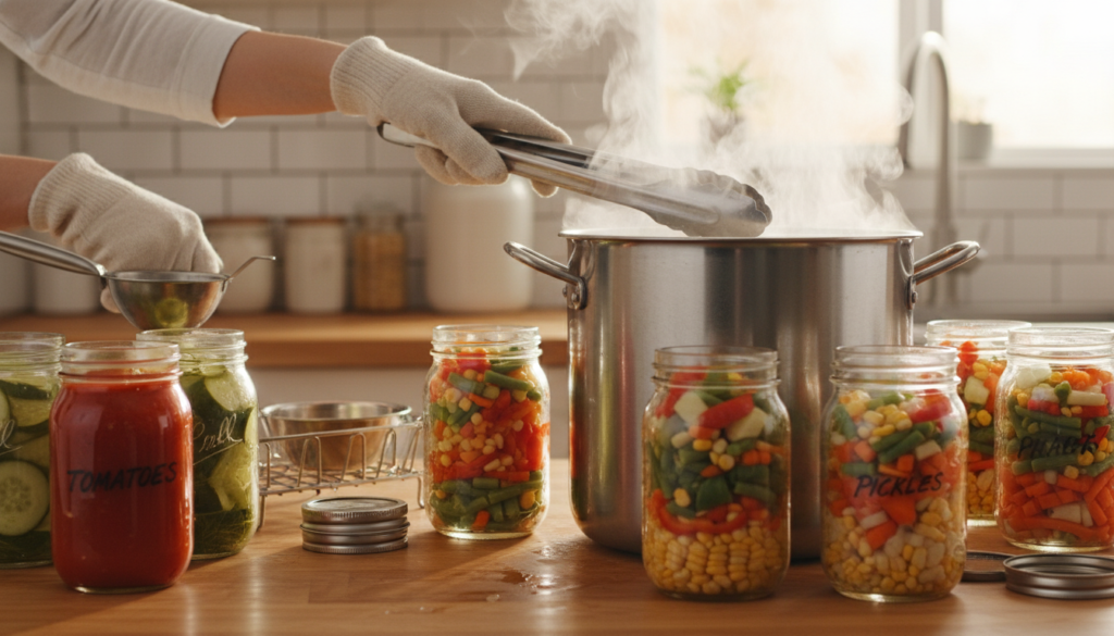 hands preserving food by canning fresh vegetables hands preserving food by canning fresh vegetables