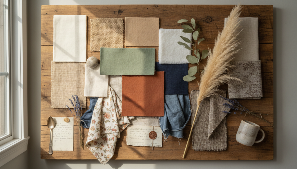 homestead aesthetic color palette showing natural earth tones and neutral colors