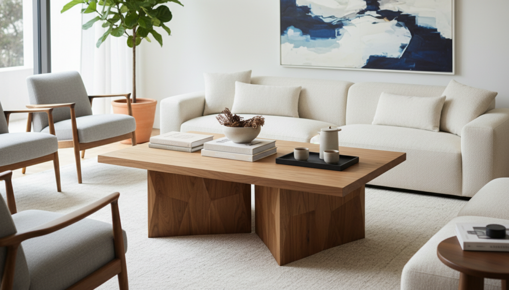 modern wooden coffee table with unique design features modern wooden coffee table with unique design features