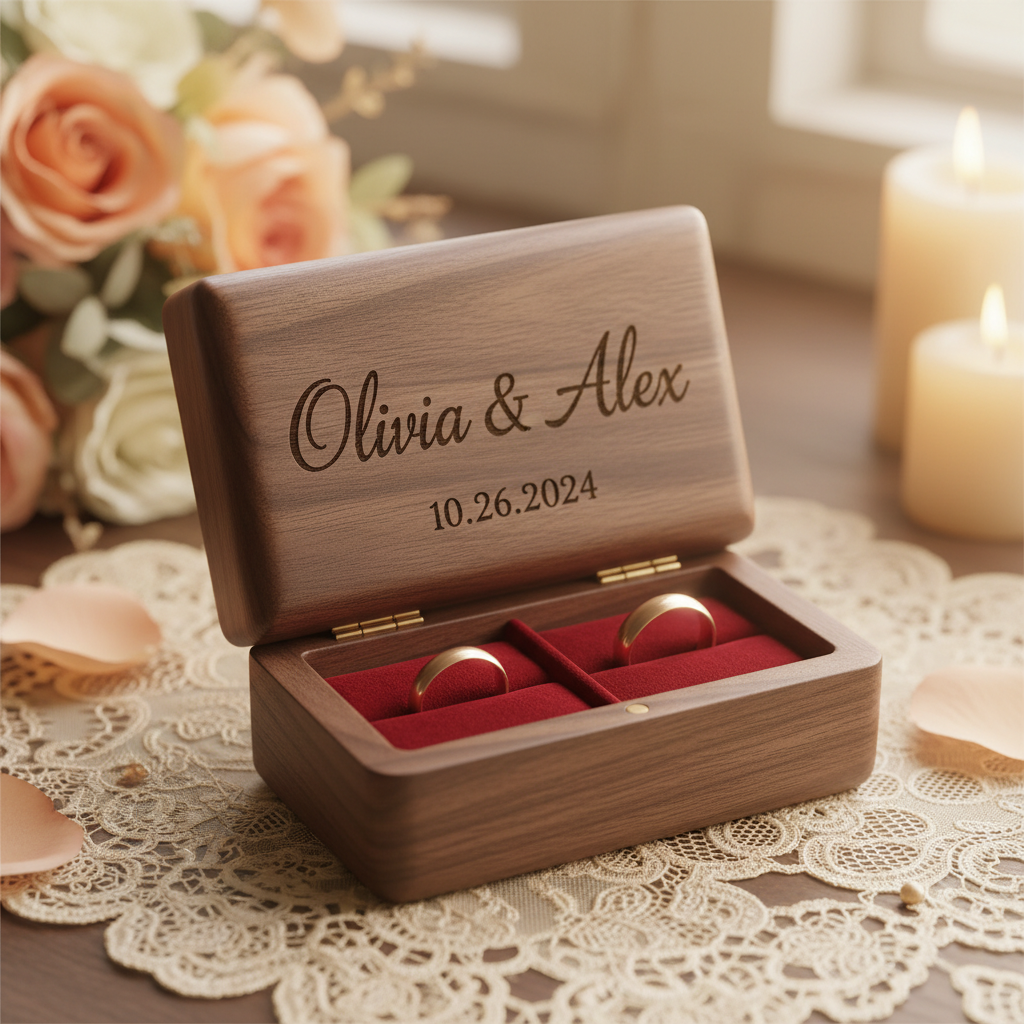 personalized wooden wedding ring box