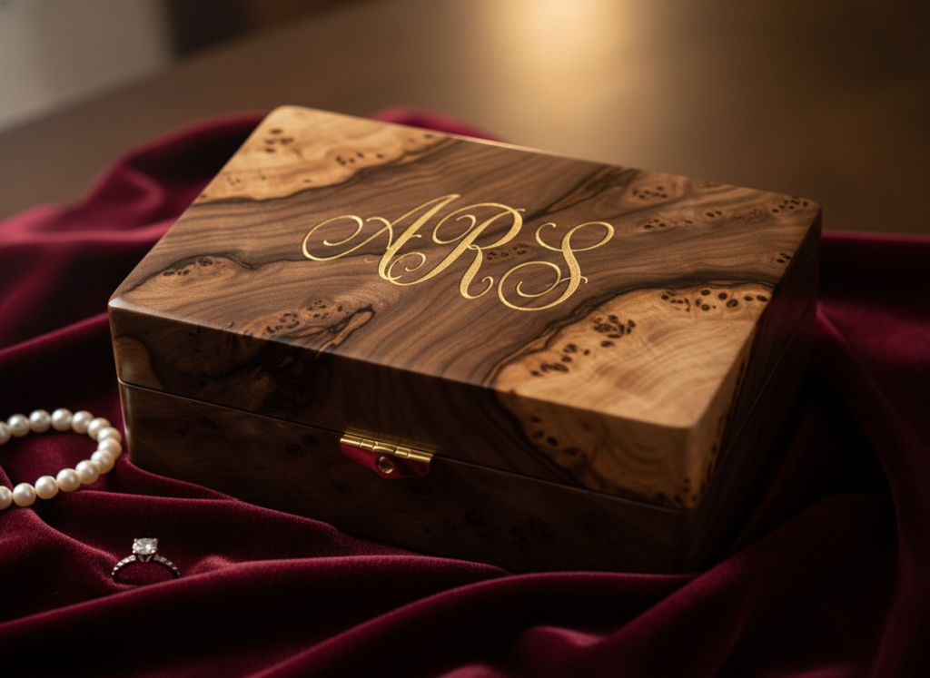 premium wooden gift box with custom engraving