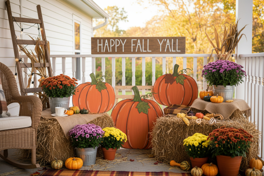 rustic fall pallet wood pumpkin decoration