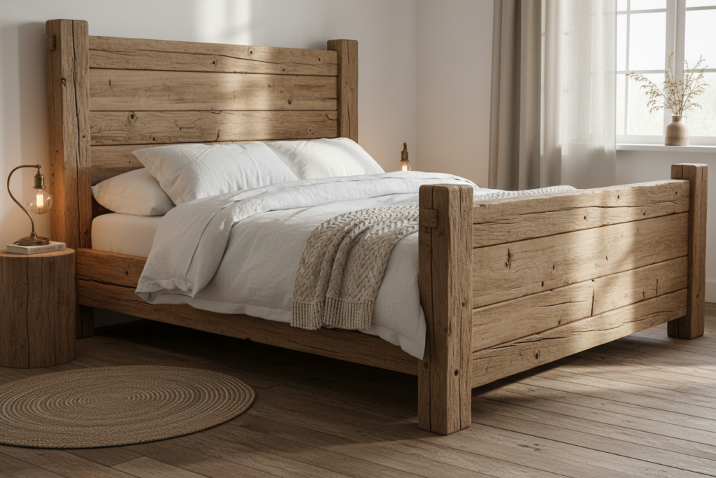 rustic wooden bed frame with natural wood finish rustic wooden bed frame with natural wood finish