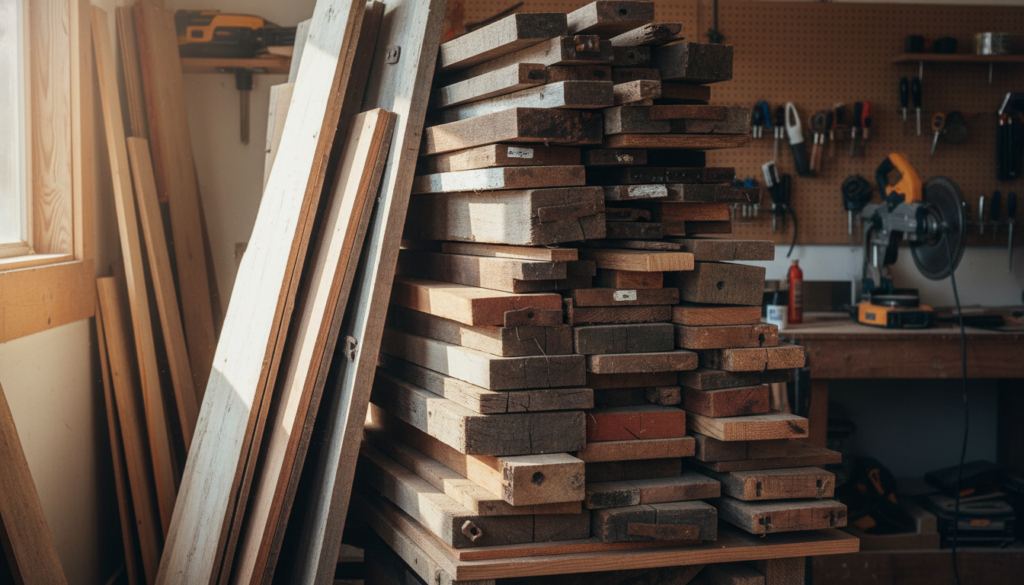 stack of reclaimed wood boards and lumber pieces ready for diy projects stack of reclaimed wood boards and lumber pieces ready for diy projects