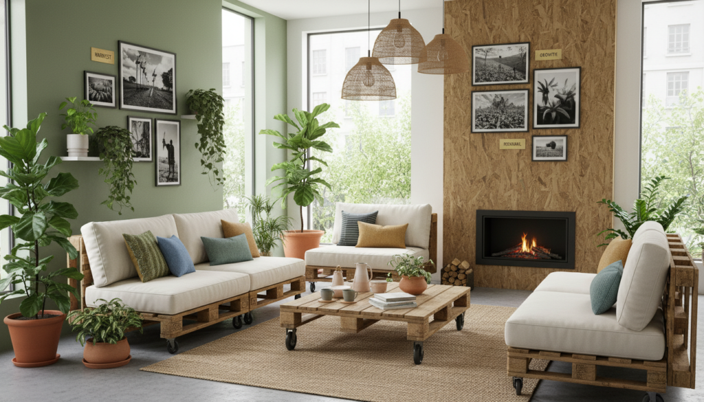 sustainable pallet furniture in eco-friendly home