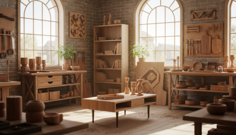 unique wood projects showcase with creative furniture pieces