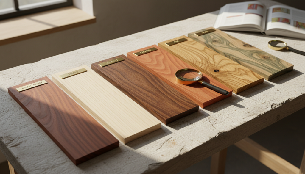 variety of wood types and materials for crafts