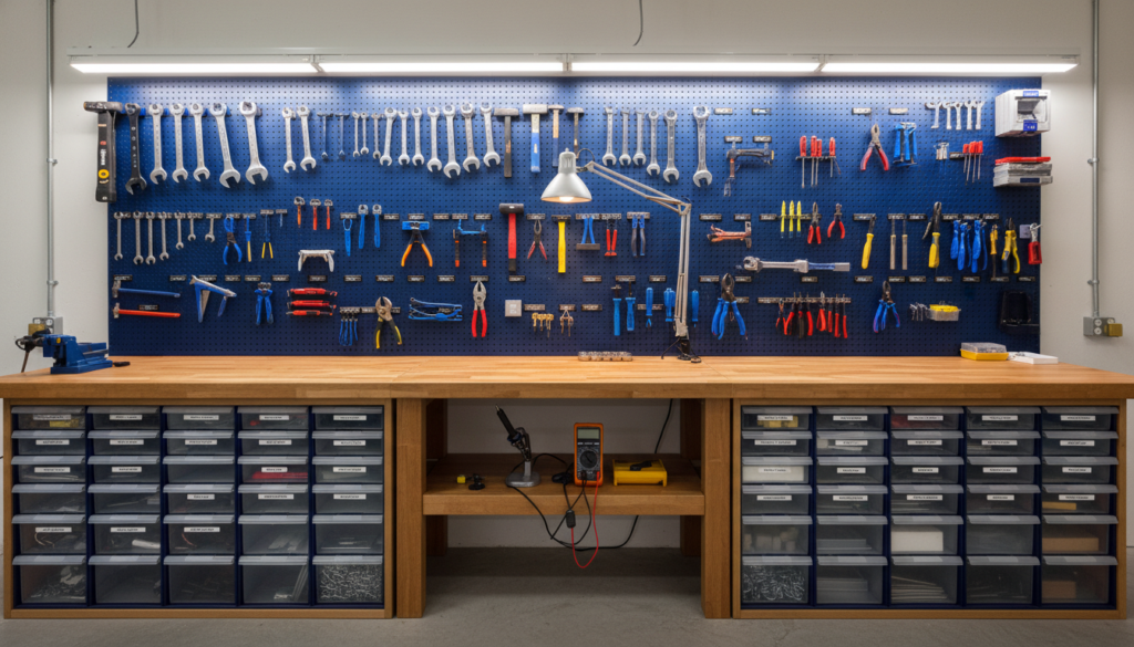 wall-mounted tool organization system with tools wall-mounted tool organization system with tools