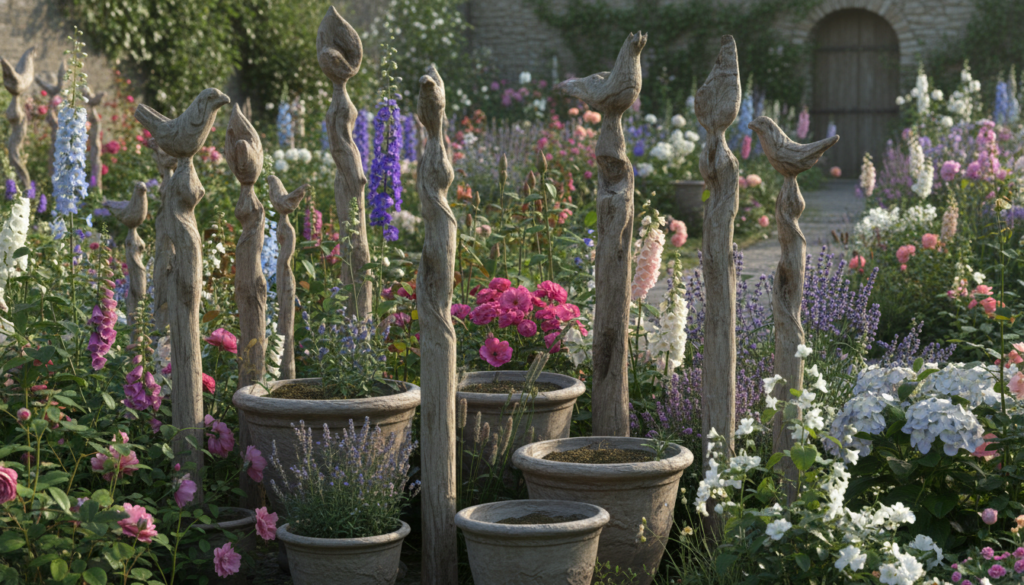 wood art projects for outdoor garden decoration