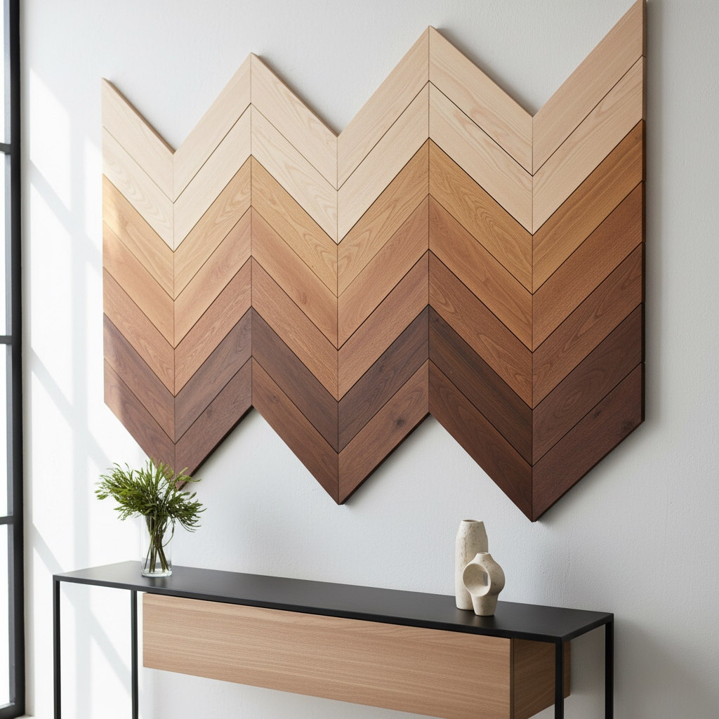 wood art projects showing chevron pattern wall design