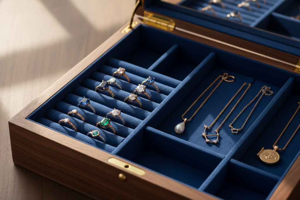 wood projects showing jewelry box with compartments