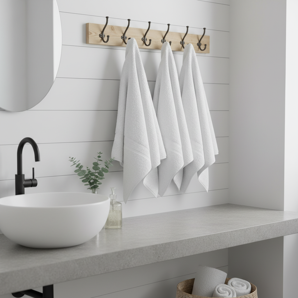 wood projects showing towel rack and hooks