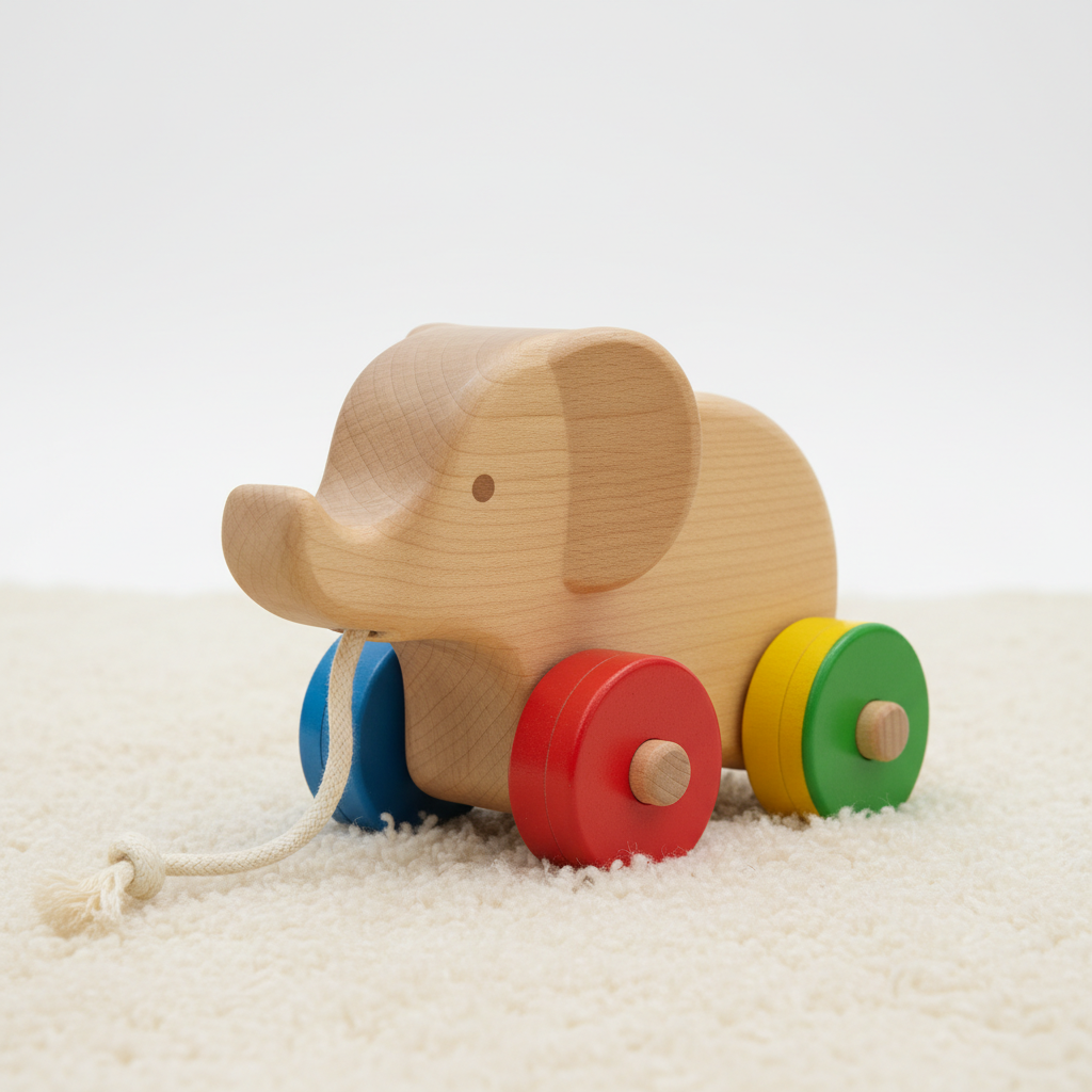 wooden pull toy animal for toddlers