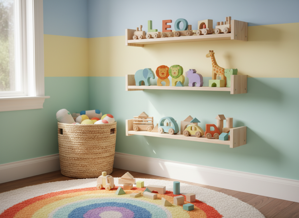 wooden toys and room decorations for children
