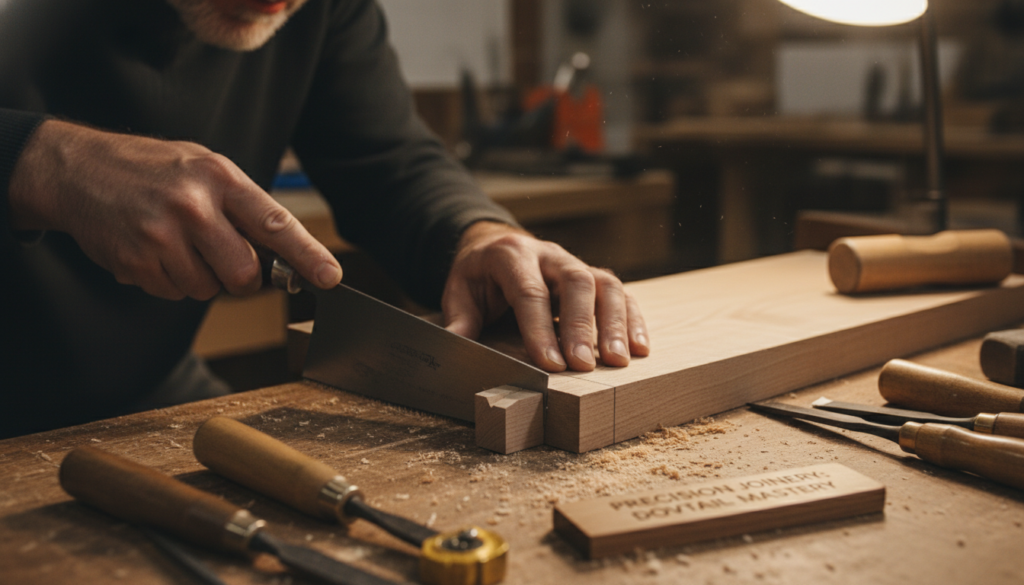 woodworker demonstrating joinery technique