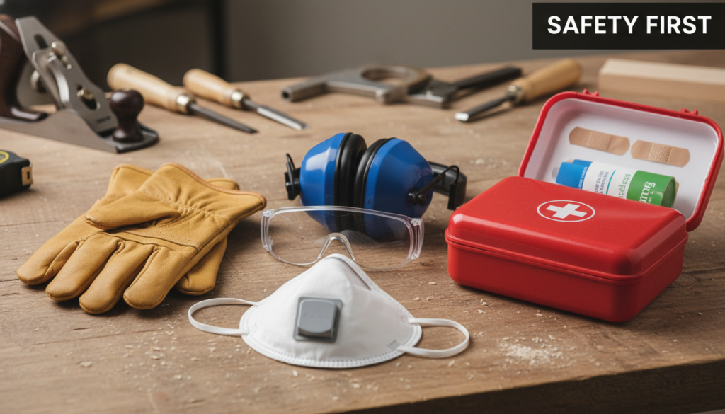 woodworking safety equipment laid out woodworking safety equipment laid out